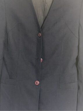 Lord & Taylor Black Blazer with Burgundy Buttons